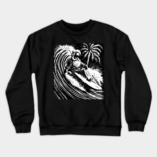 Merry Surfmas, Santa Waving, Christmas, Surf Gift, Santa Gift Crewneck Sweatshirt